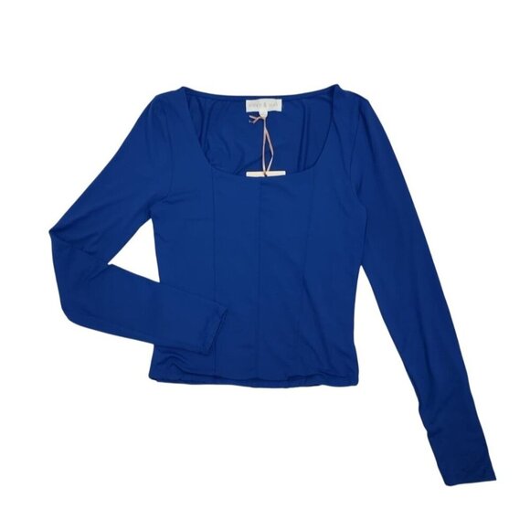 Olive & Oak Women's Blue Long-Sleeved Crew Neck Top, Size S, NWT. - Picture 5 of 8